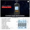 A58X-Digital Handheld Tachometer Contact Type Tach RPM Tester Speedometer For Motors Wide Range 0.5-19999 RPM Measurement