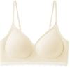 Pink Ribbed Wireless Bra with Lace Trim and 2cm Padded Cups