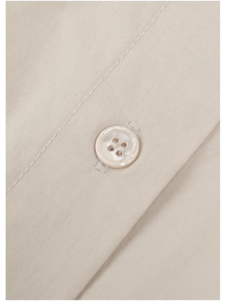 High-Density Long-Sleeve Women's All-Cotton White Shirt with Turn-Down Collar - Elegant Autumn Commuter Style