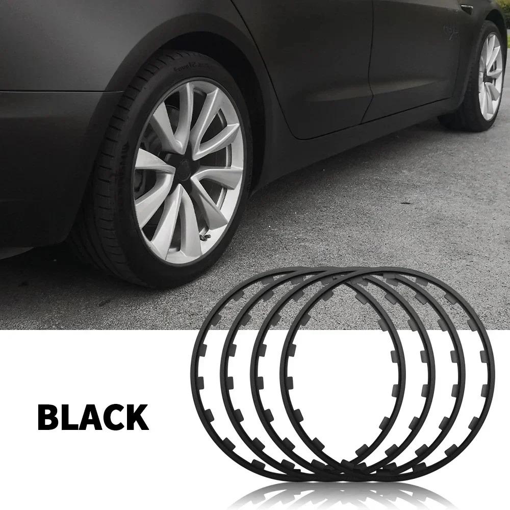 Universal Car 4pcs Vehicle Wheel Rims Edge Protector For Tesla Model 3 Y S X 2017-2026 Car Wheel Guard Rim Protecting Trim Ring