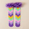 Regenbogenfarbene Patchwork-Mädchenstrümpfe Rüschen Party Kinder Prinzessinnen-Socken Weiche Kinder lange Socken