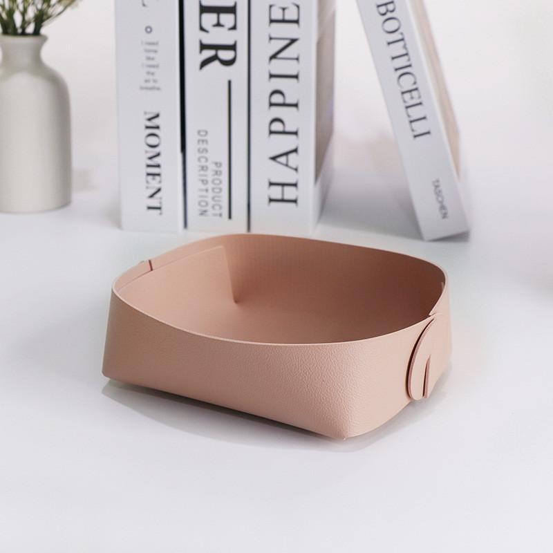 Nordic Minimalist Leather Desk Organizer With Foldable Design For Home Office And Study