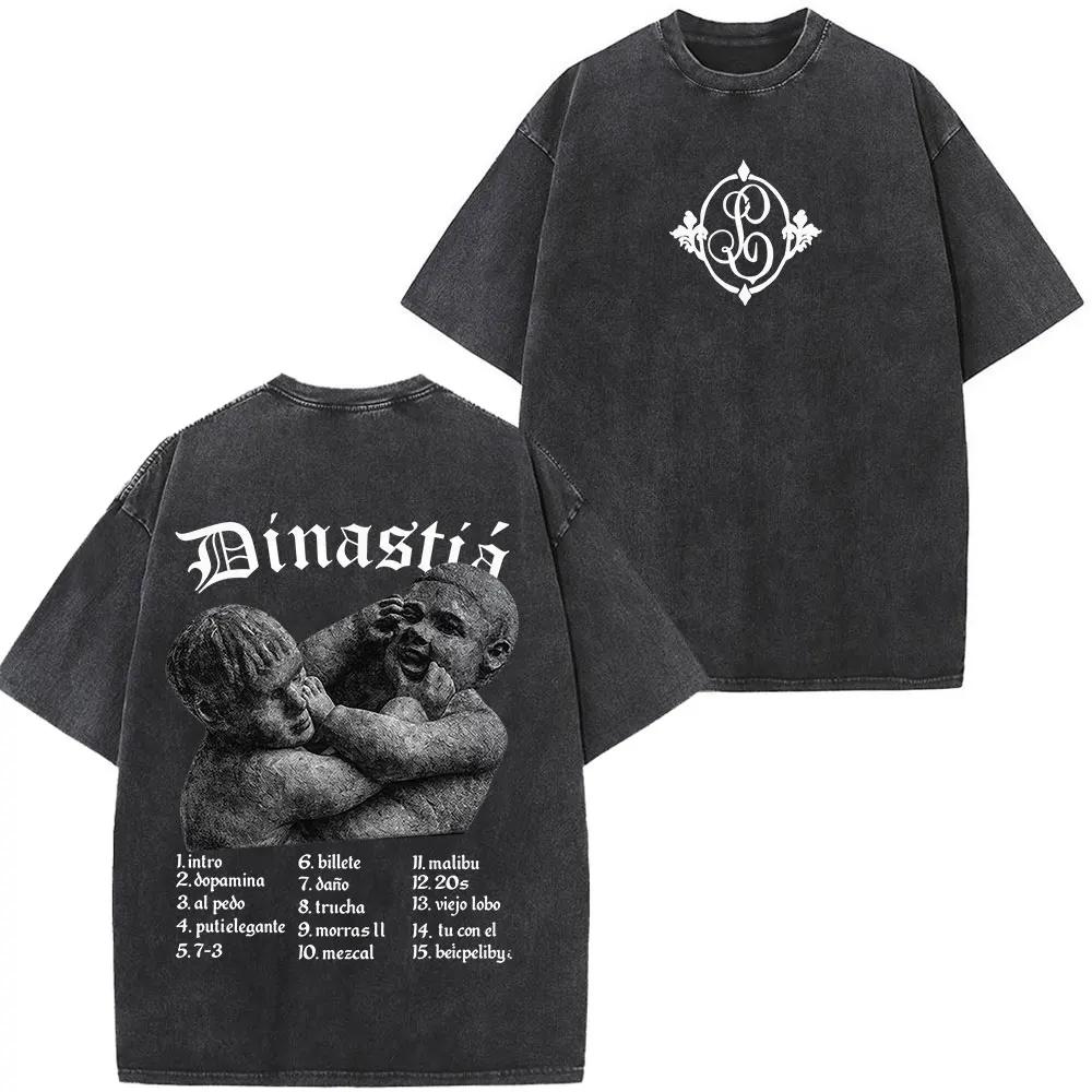 Vintage Washed Tees Peso Pluma Tito Double P Dinastia Album 2026 Print Tees Men Women Fashion Casual Cotton Hip-hop T-shirts