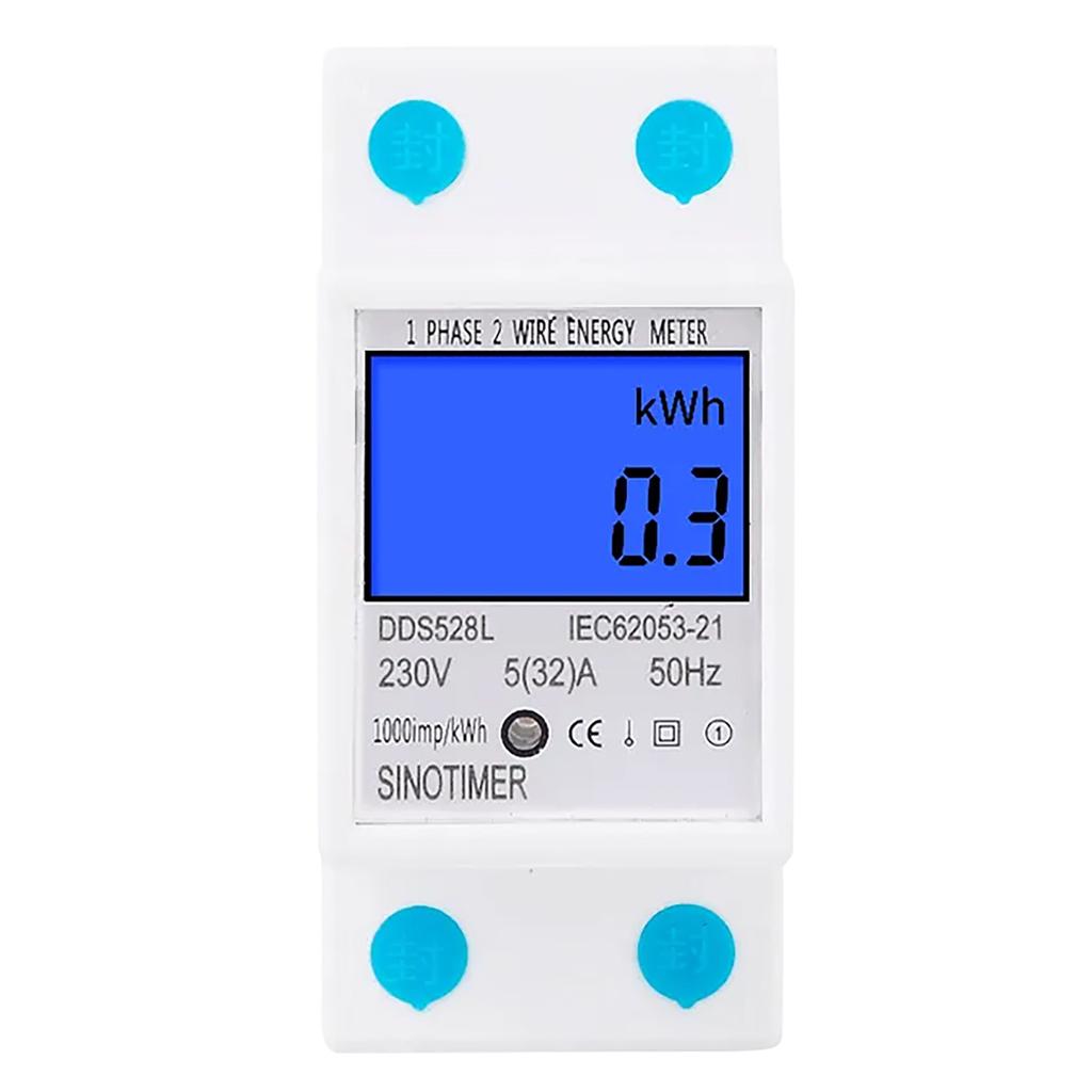 Single Phase 2P Electronic Energy Meter 220VAC DIN Rail Mounted Household Electricity Usage Meter for Accurate Power Measurement