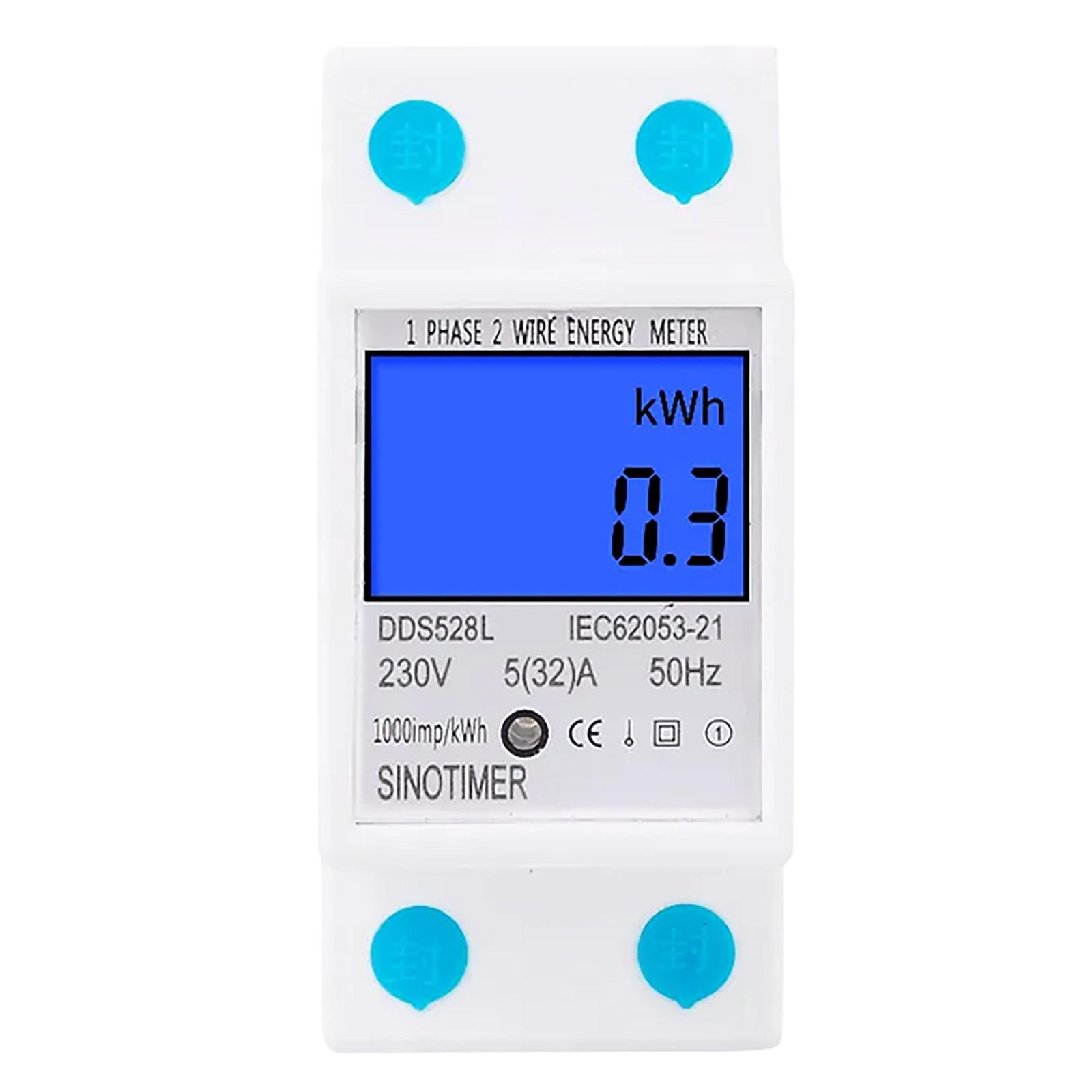 

Single Phase 2P Electronic Energy Meter 220VAC DIN Rail Mounted Household Electricity Usage Meter for Accurate Power Measurement One Size білий