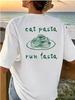 Eat Pasta Run Fasta Funny Graphic Casual T Shirt Oversize T Shirts Unisex Unisex TShirt Leaf Round Neck Short Sleeve Tee Shirt