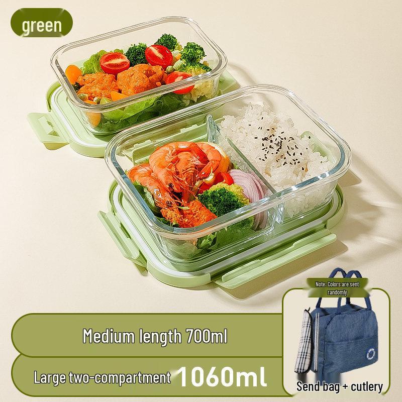 Ruhan Fresh Green Microwaveable Glass Lunch Box Set