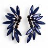 Royal Blue Vintage Glass Marquise Gold Earrings