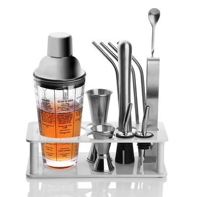 Three-stage Bartender With Recipe Cocktail Shaker Glass Shaker Set Cocktail Tool Hand Shake Cup Barware Kitchen Dining Bar Home