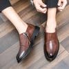 Men's shoes 46 large size new leather shoes fashionable men's one-pedal leather shoes trendy loafers groom wedding shoes