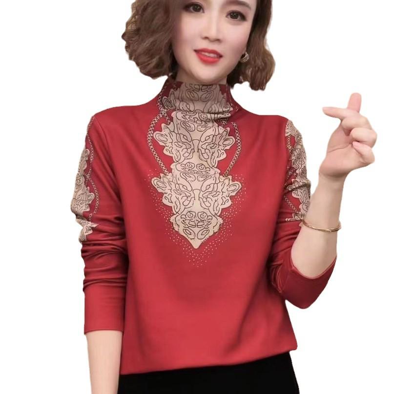 Stylish Velvet-Lined Long Sleeve Winter Shirt with Half-High Neck
