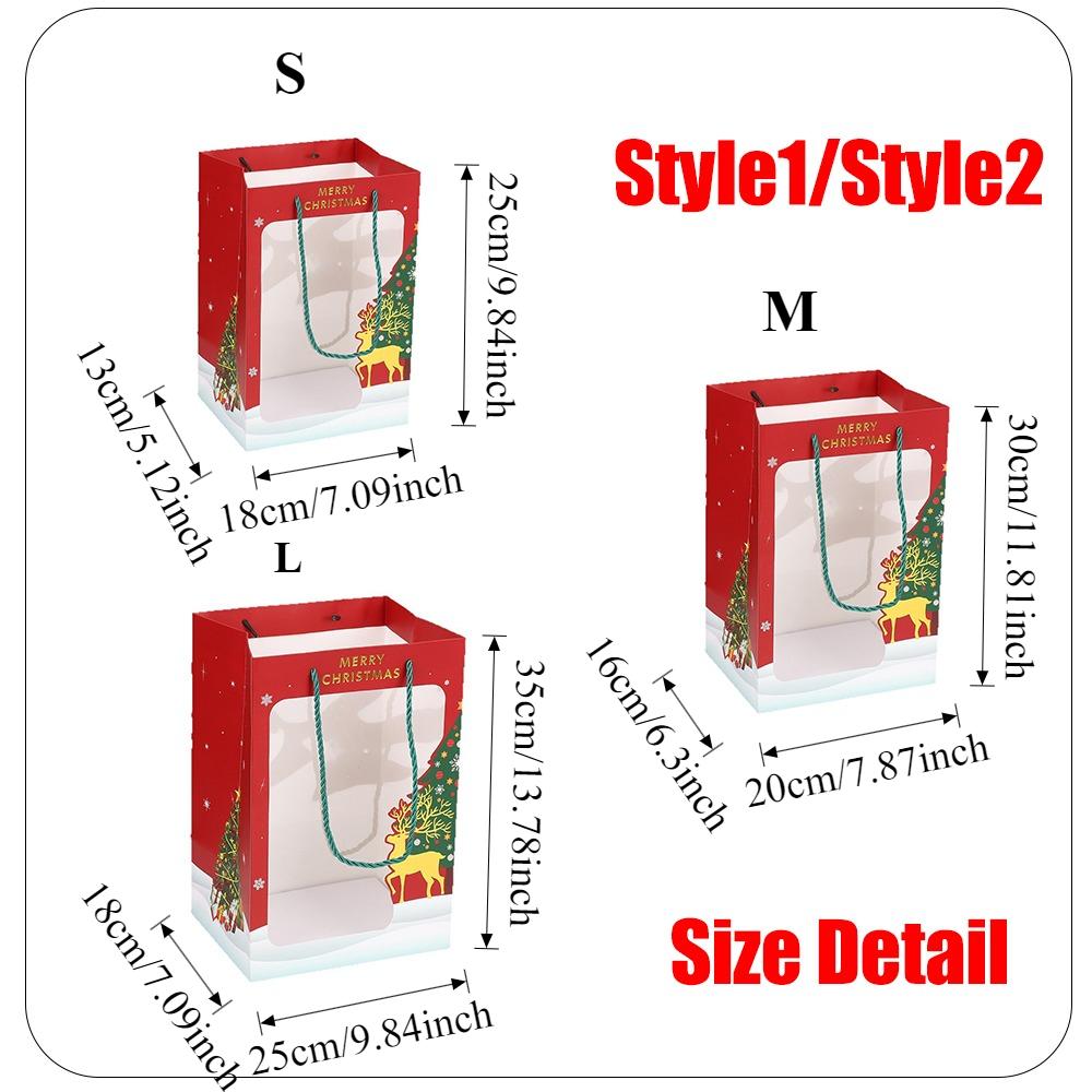 Sacs Cadeaux Fenêtre Transparente Noël Dorure à Chaud Sac Cadeau Porté à la Main pour Nuit Paisible Emballage Cadeau Xmas Adornos Navidad 2026