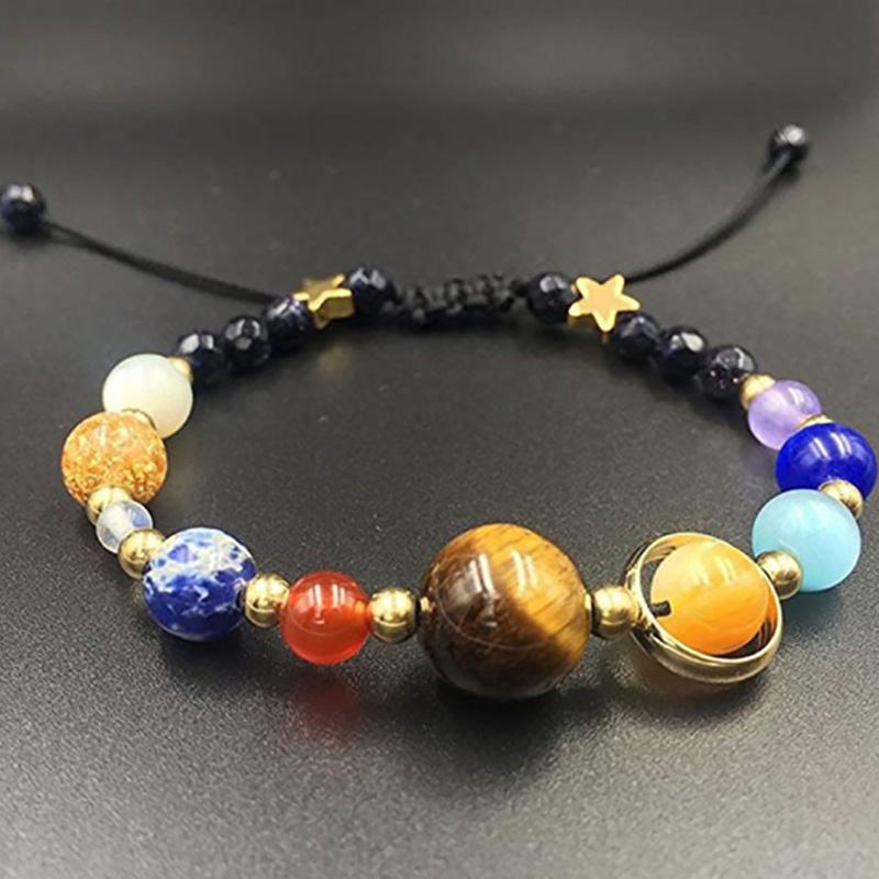 Galaxy Solar System Bracelet Transfer Beads Eight Planets Natural Hand-Woven