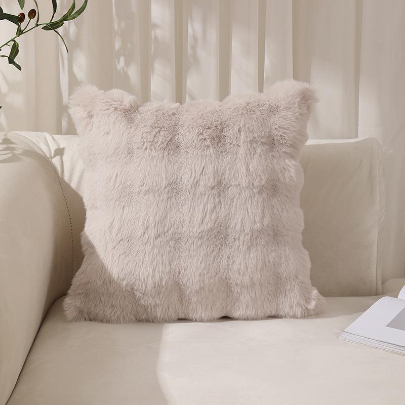 Bubble Velvet Imitation Bunny Fur Solid Color Tie-dye Plush Living Room Sofa Pillow Bubble Fur Cushion Home Textile Decoration
