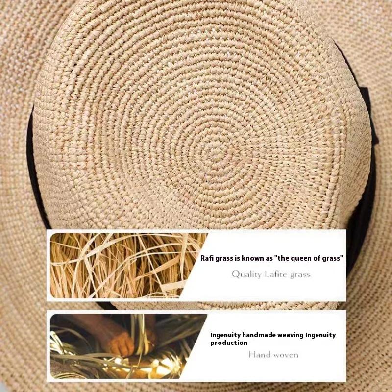 Summer Natural Raffia Jazz Top Sun Hats Women High-Quality Double-Deck Straw Hat Unisex Beach Sun Protection Sunshade Panama Hat