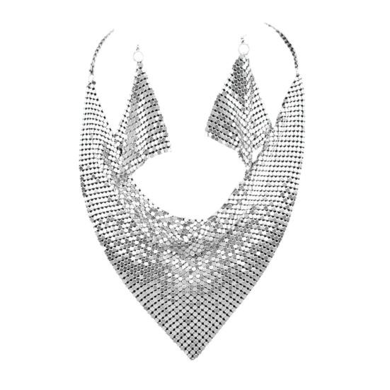 2Pcs/Set Women Necklace Earrings Set Leopard Print Sparkling Sequins Necklace Hook Earrings Set Jewelry Gift