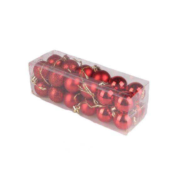 24 Stück 3 cm große Kunststoff-Weihnachtsbaumkugeln für Zuhause, Party, hängende Ornamente