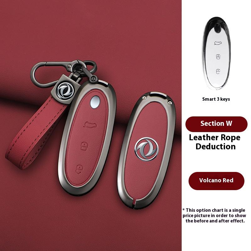 Zinc Alloy Leather Car Remote Key Case Cover Shell For Dongfeng Nammi 01 New Energy Protection Keychain Auto Accessories