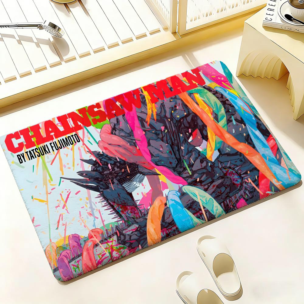 C-Chainsaw Man Floor Mat Bedroom Living Room Flannel Door Mat Non-Slip Home Decor
