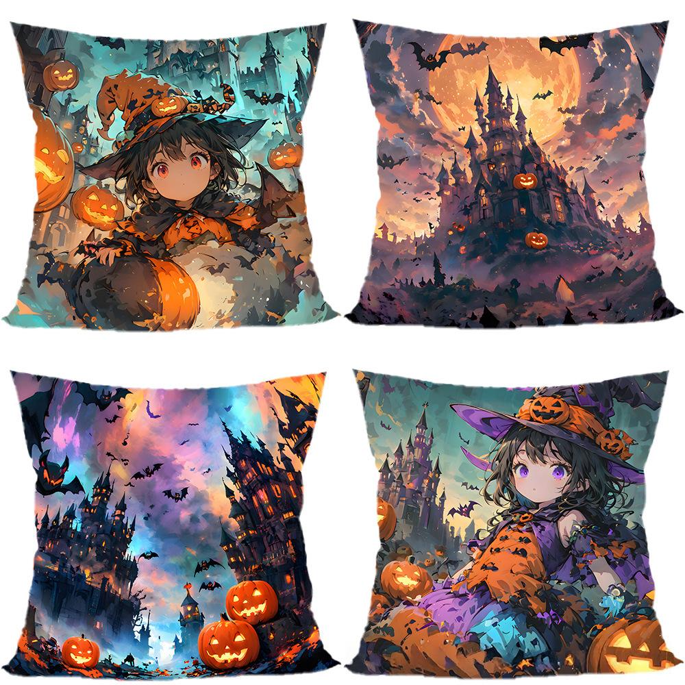 Halloween Pillowcase Pumpkin Skull Funny Ghost Cushion Cover Sofa Living Room Decoration Pillow