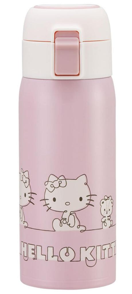 Skater 350ml Stainless Steel Water Bottle with Hello Kitty Line Straw, Insulated, Design, Sanrio, One-Touch Open, STOT3ST-A