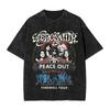 Aerosmith Peace Out Farewell Tour Band Graphic Vintage Washed Distressed Oversized Short Sleeve Casual Rock Music Streetwear T-Shirt