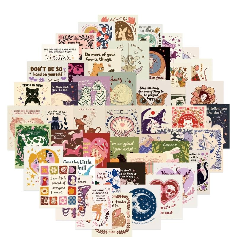 PVC Cartoon Stickers Pack Of 50 Reusable Motivational Decals Labels Safe For Kids Teens School Supplies Craft Projects