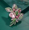 Woman's Vintage Rhinestone Crystal Flower Leaf Pendant Brooch Pin Jewelry Corsage Wedding Gift