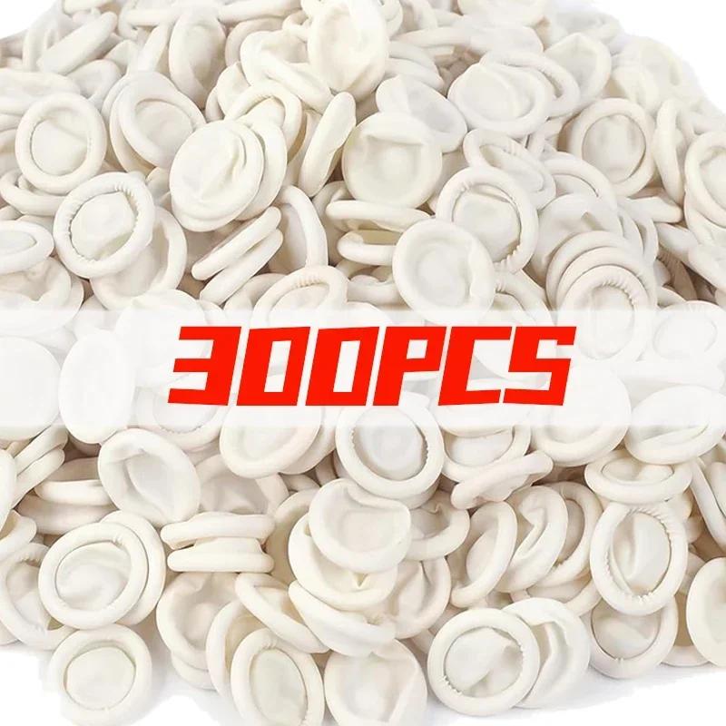 100/300PCS White Disposable Latex Finger Covers Non-slip Anti-static Finger Cots Fingertip Protector Thumb Sleeve Nail Art Tools