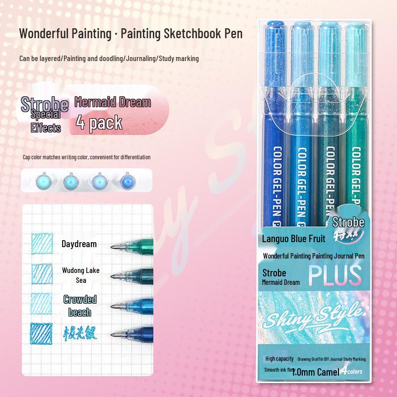 Blaue Kreative Regenbogen-Bohnen-Tasche Drucktyp Schwarzer Stift zum Schreiben & Journaling