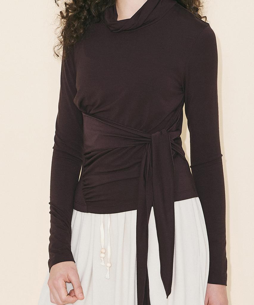 Yuupeu Wrap Around Turtleneck T-Shirt - Violet