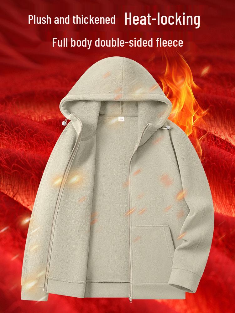 Men's 500G Polar Fleece Stand-Up Collar Jacket - Winter Cotton Outerwear, Plus Fleece & Thick for Warmth