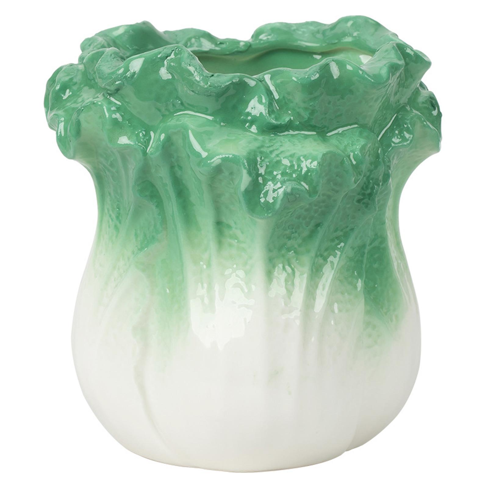 

Elegant Ceramic Cabbage Shaped Pen Holder Porcelain Pencil Cup Stationery Container for Office and Home Desk Decoration