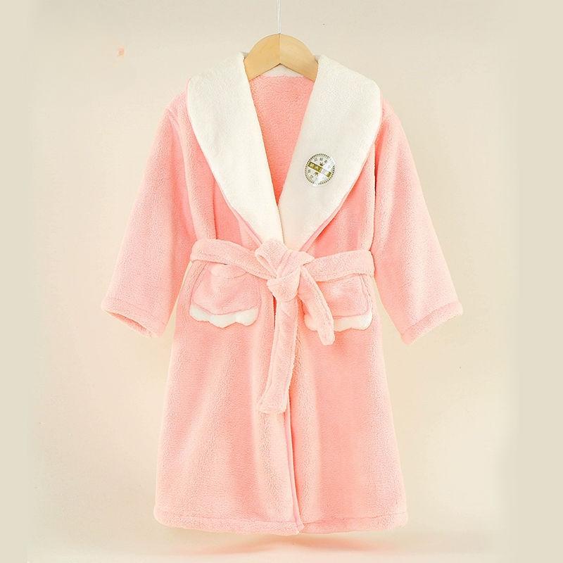 

Детский халат, зимний коралловый флис, ночная рубашка для малышей, детская пижама, халат, плотное платье для мальчиков и девочек, впитывающее влагу, одежда для сна 110-120cm розовый