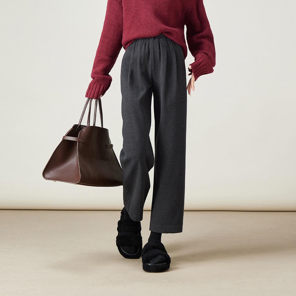 Simple Commuting Thick Straight Leg Pants for Women In Winter 2025