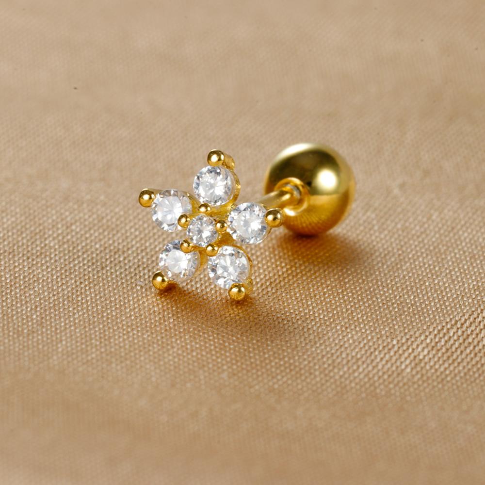 1 Stück Edelstahl Mond Kreuz Kleine Ohrstecker Winziger Zirkonia Ohrläppchen Tragus Helix Knorpel Piercing Ohrring Schmuck