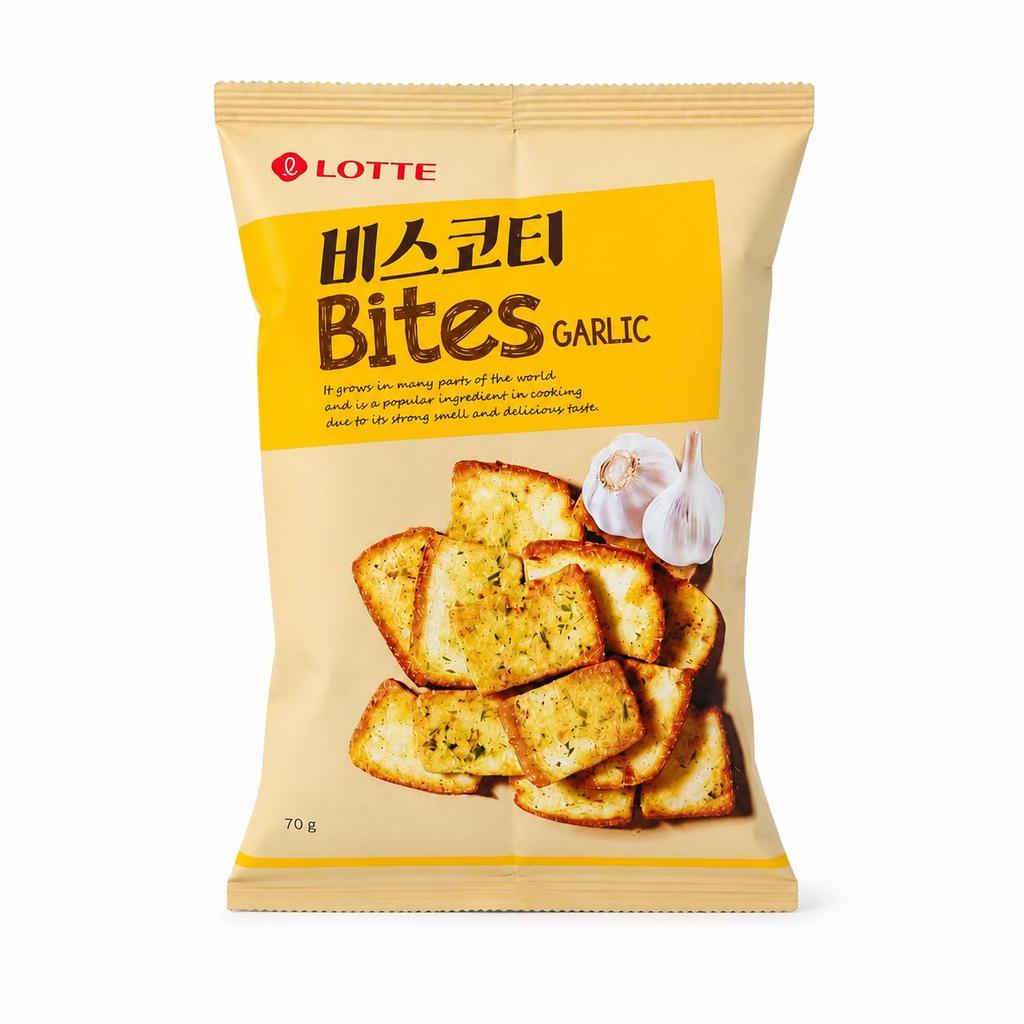 Chips de Pan Horneado con Sabor a Ajo Lotte 70g