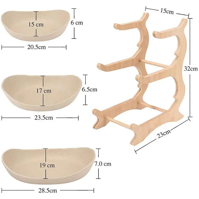 3-stöckiges Obst-Serviertablett, Trockenobstschale mit Böden, Süßigkeiten-/Kuchentablett, Snackschale, Lebensmittel-Präsentationsständer aus Holz für das Wohnzimmer zu Hause