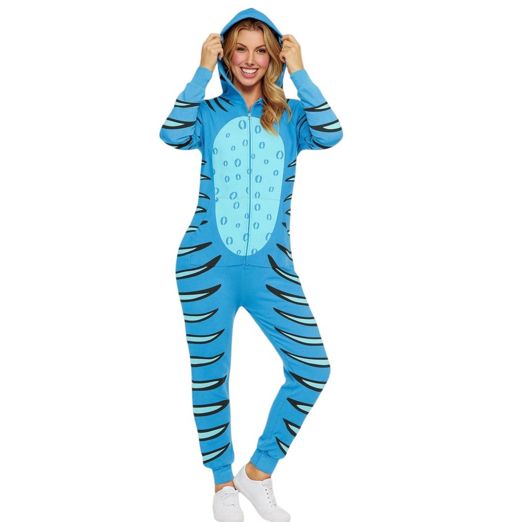 Matching Family Outfits - Striped Print Family Matching Hooded Zip-Up Onesie Loungewear