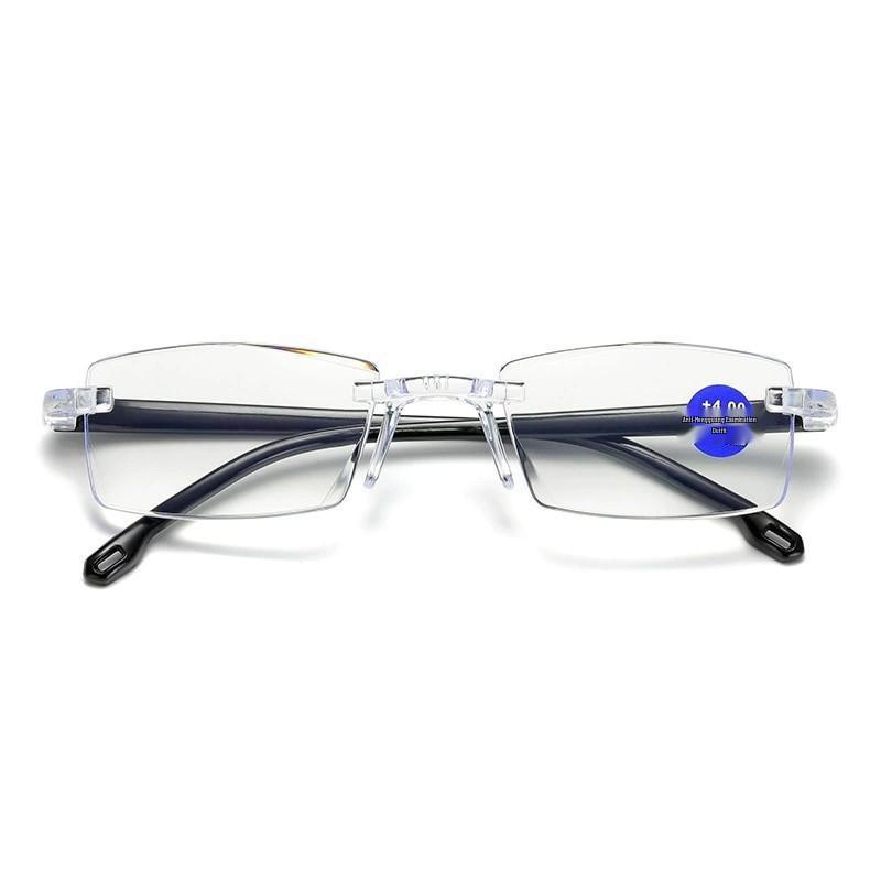 

Безрамочные очки HD с двойной фокусировкой для путешествий: Защита от синего света, Чайного цвета, Для дали и близи Reading +150