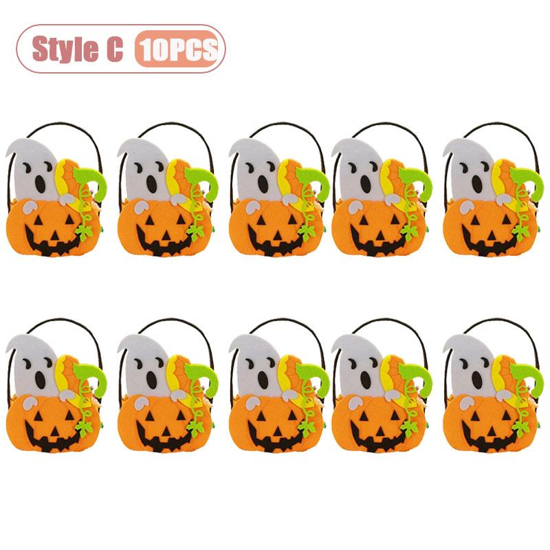 1-10PCS Children Halloween Felt Pumpkin Candy Bag Hand Carry Trick or Treat Gift Tote Party Favor Goodie Sack Cute