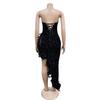 C6713 Women's Fashion Solid Color Backless Sequin Feather Bandeau Dress