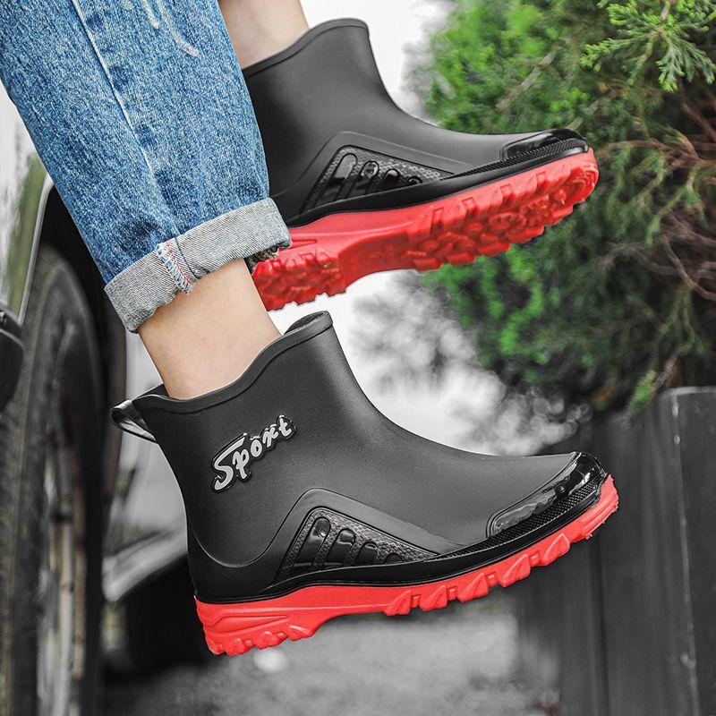 Rain shoes men's fashion adult short rain boots non-slip waterproof men's outdoor
