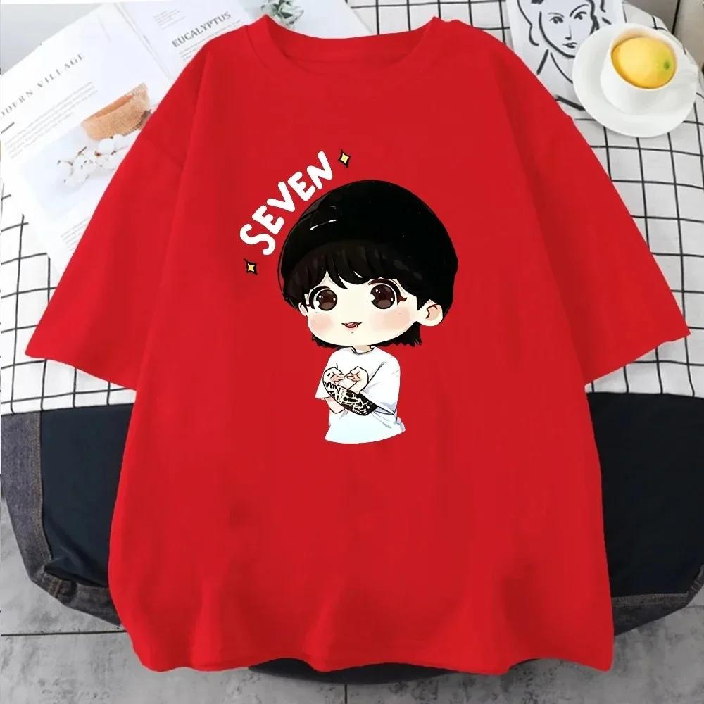 T-shirt JungKook Seven Harajuku Esthétique Amusant Kawaii Manches Courtes Unisexe Décontracté Sport Imprimé T-shirt vêtements pour femmes