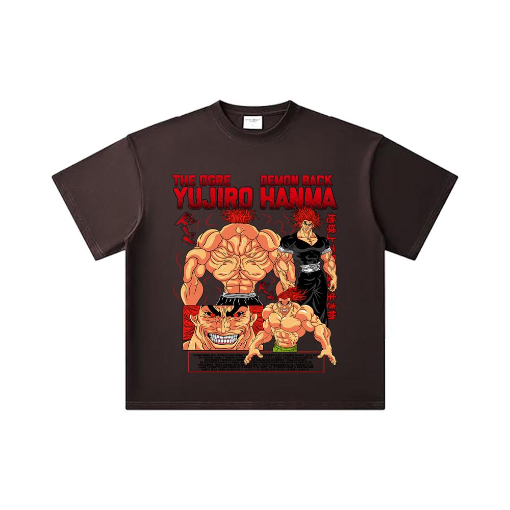 260 GSM Double Yarn 32 Count 100% Cotton Baki V6 Yujiro Print Unisex Heavy Cotton T Shirt… More