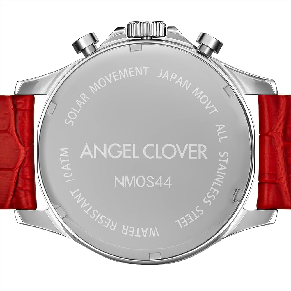 AngelClover Men's Watch, MONDO SOLAR NMOS44SBRE-RE, Solar Battery, 100m Water Resistance, Mineral Glass, Red Dial, Stainless Steel