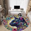 1pc Cat Flowers Office Round Area Rug, Indoor Mat Suitable For Office, Under Office Chairs Bedroom Living Room Home Decor, Room Deco