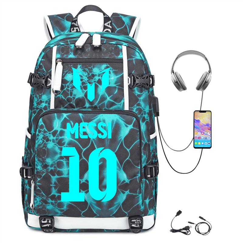 Football Printed Student Backpack Multifunctional Usb Interface Large Capacity Leisure Travel Backpack