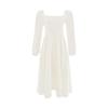 Long Dress Women Fashion Dress Women's Long-sleeved Skirt Temperament Square Collar Over The Knee Long Hepburn Style Small Black Dress