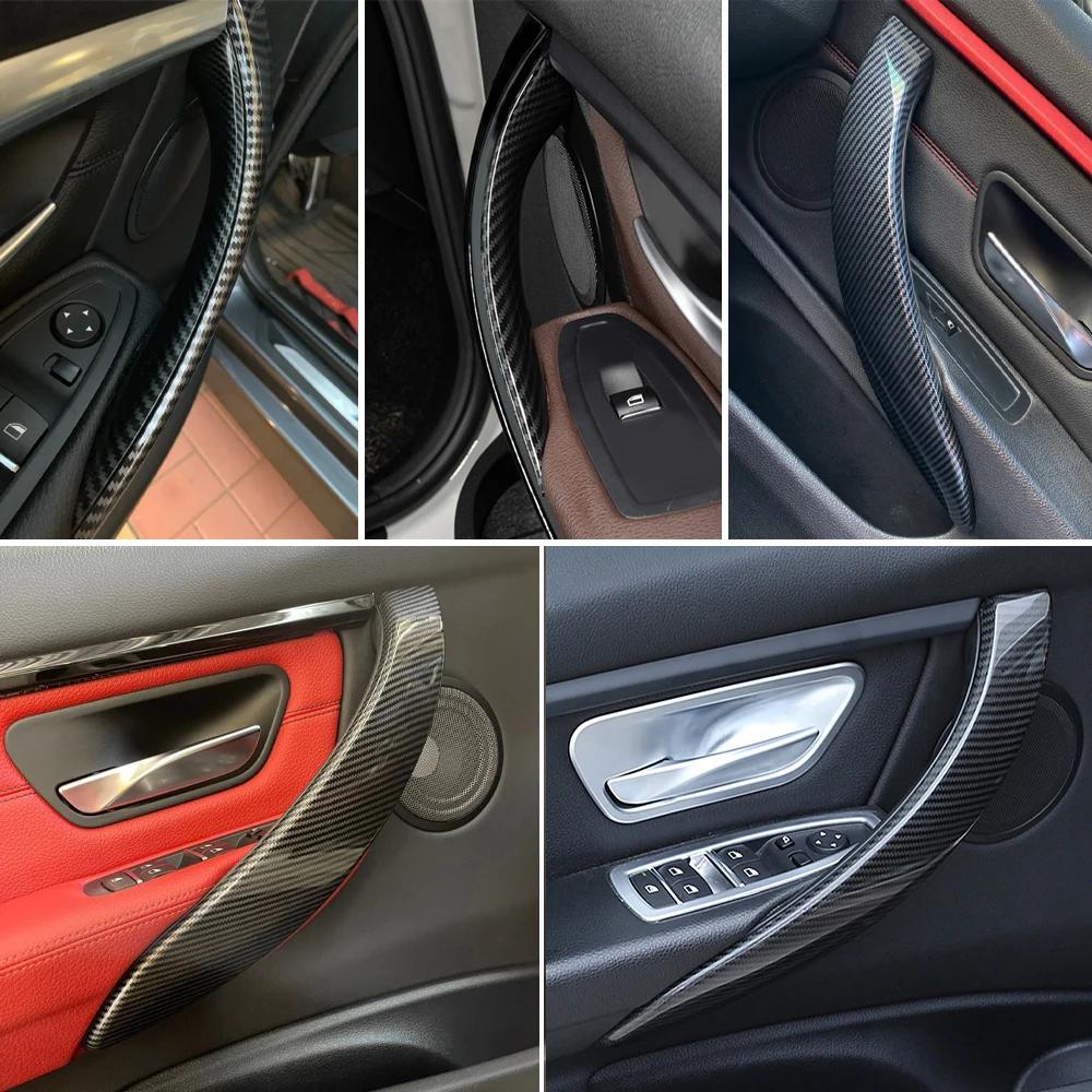 Carbon Fiber Car Interior Door Handle with Outer Cover Set Replacement For BMW 3 3GT 4 Series F30 F80 F31 F32 F33 F34 F35 F36
